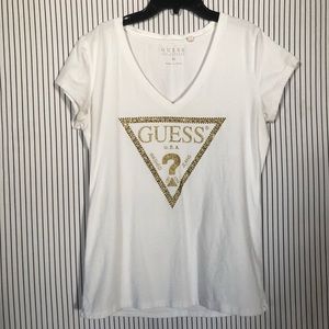 Guess white tee.